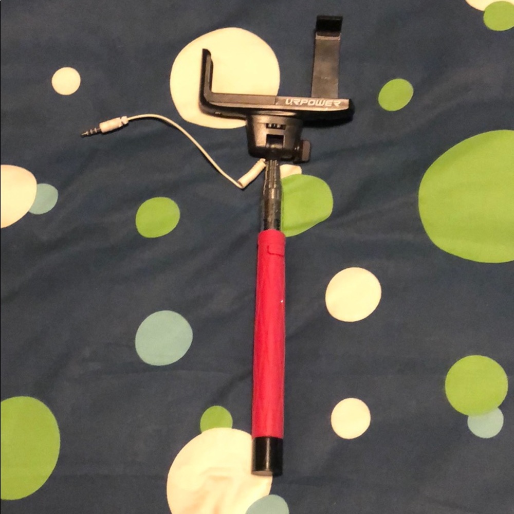 Selfie stick. Pink. With button on handle